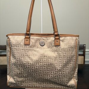 Tommy Hilfiger Beige and Brown Tote